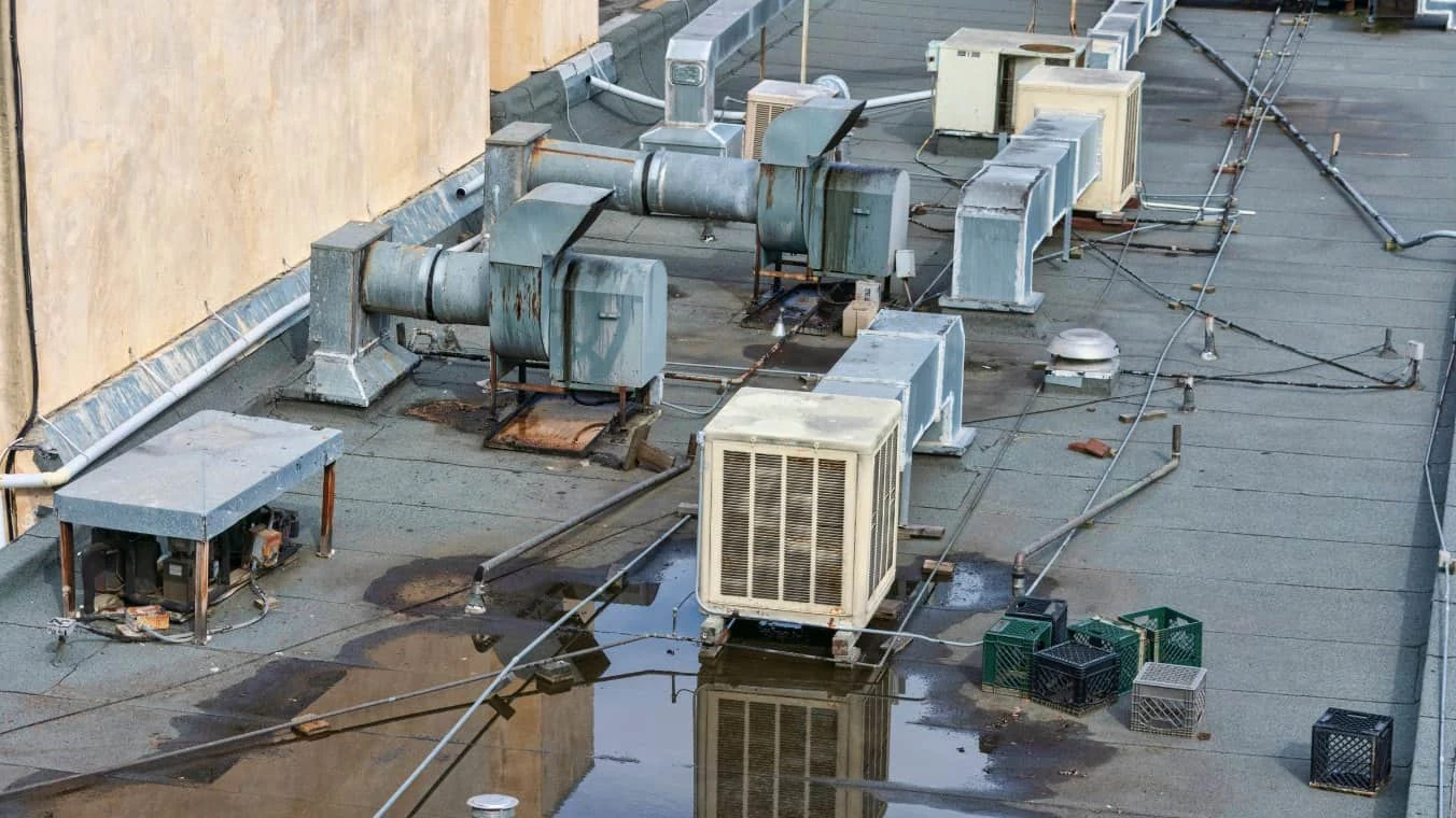 Commercial roof leak assessment at a San Bernardino facility